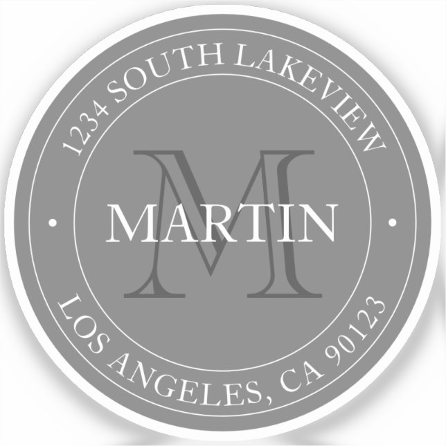 Elegant Modern Grey & White | Transparent Sticker (Front)