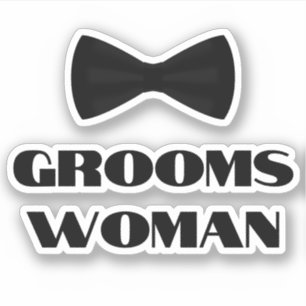 elegant modern groomswoman black bow tie wedding sticker