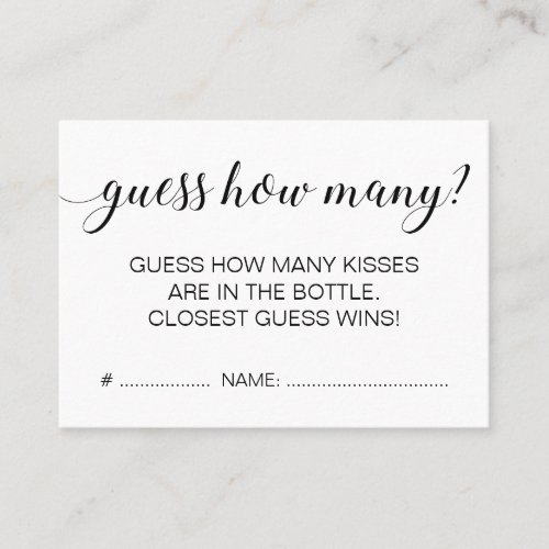 Elegant Modern Guess How Many Baby Shower Game Business Card