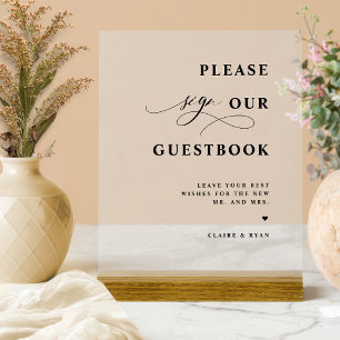 Elegant Modern, Guestbook Wedding Frosted  Acrylic Sign