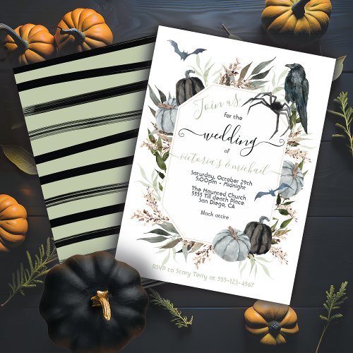 Elegant Modern Halloween Wedding Invitation