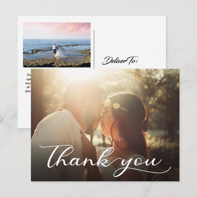Elegant Modern Hand Lettered Wedding Thank You Postcard (Front/Back)