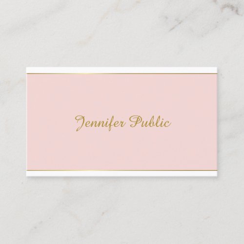 Elegant Modern Hand Script Blush Pink Gold Plain Business Card