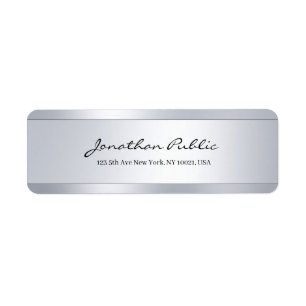 Elegant Modern Hand Script Silver Return Address Label
