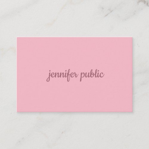 Elegant Modern Hand Script Text Pale Pink Template Business Card