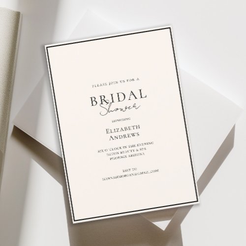 Elegant Modern Handwriting Beige Bridal Shower  Invitation