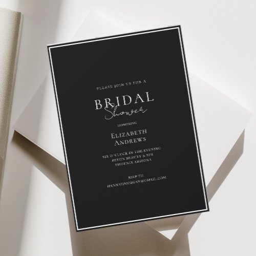 Elegant Modern Handwriting Black Bridal Shower  Invitation