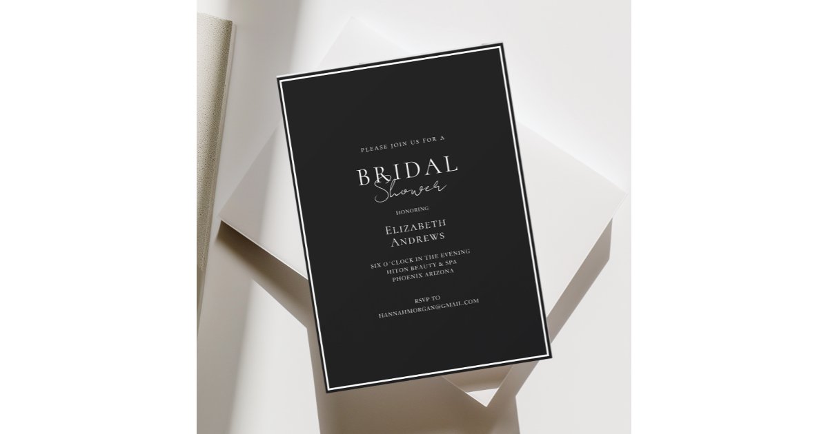 Elegant, Modern, Handwriting, Black Bridal Shower Invitation | Zazzle