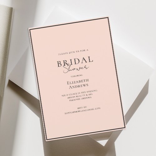 Elegant Modern Handwriting Blush Bridal Shower  Invitation