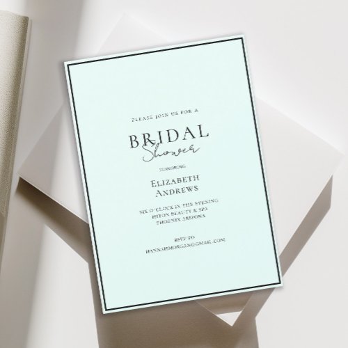 Elegant Modern Handwriting Mint Bridal Shower  Invitation