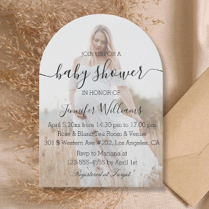 elegant modern handwriting photo baby shower    invitation