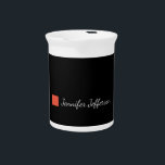 Elegant Modern Handwriting Plain Black Beverage Pitcher<br><div class="desc">This template can be customized to meet all professional occupations.</div>