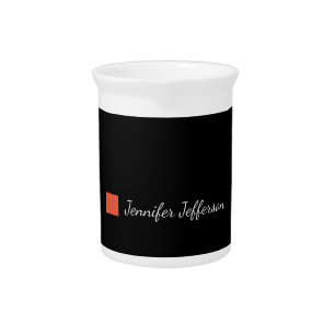 Elegant Modern Handwriting Plain Black Beverage Pitcher