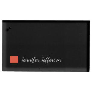 Elegant Modern Handwriting Plain Black Place Card Holder