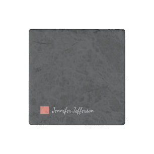 Elegant Modern Handwriting Plain Black Stone Magnet