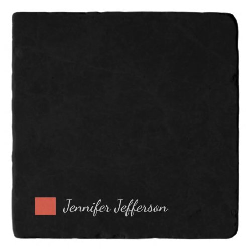 Elegant Modern Handwriting Plain Black Trivet