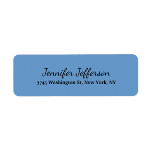 Elegant Modern Handwriting Plain Grey Blue Label