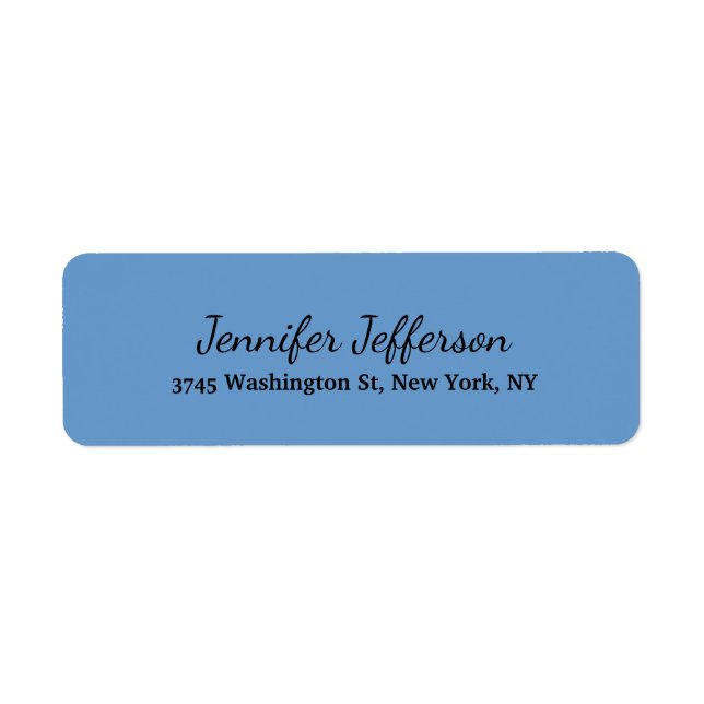 Elegant Modern Handwriting Plain Grey Blue Label (Front)
