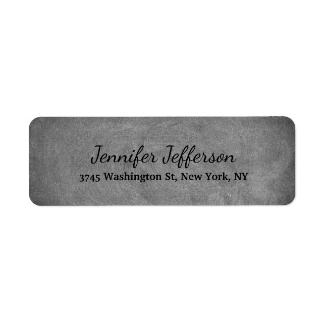 Elegant Modern Handwriting Plain Grey Chalkboard Label (Front)
