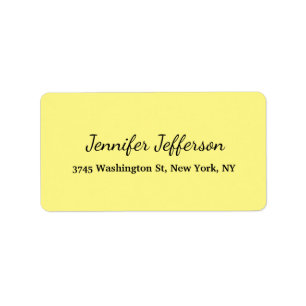 Elegant Modern Handwriting Plain Light Yellow Label