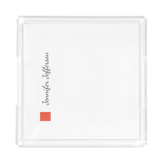 Elegant Modern Handwriting Plain Professional Acrylic Tray (Front)