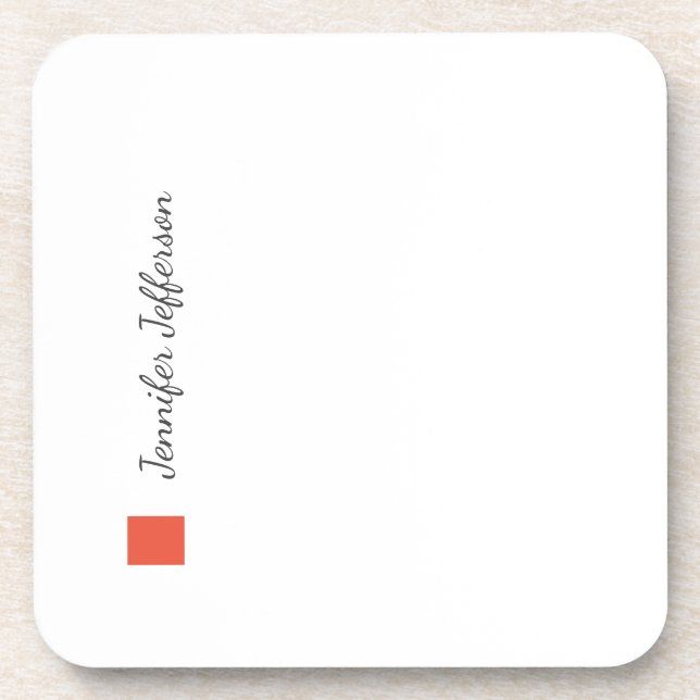 Elegant Modern Handwriting Plain Professional Beverage Coaster (Front)