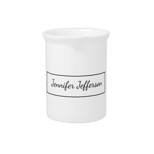 Elegant Modern Handwriting Plain Professional Beverage Pitcher (Front)