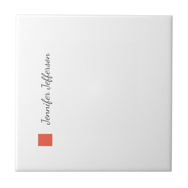 Elegant Modern Handwriting Plain Professional Ceramic Tile (Front)