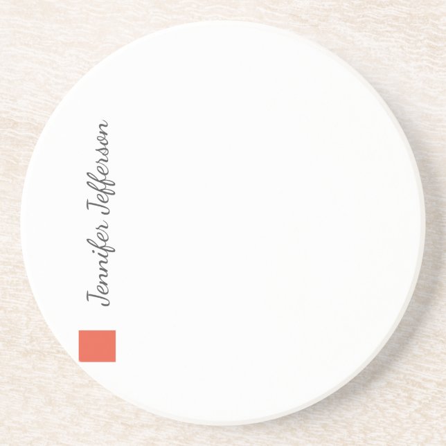 Elegant Modern Handwriting Plain Professional Coaster (Front)