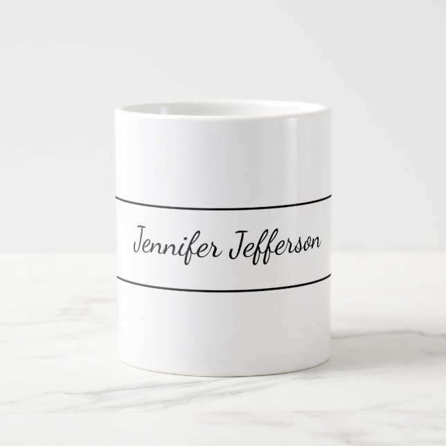 Elegant Modern Handwriting Plain Professional Giant Coffee Mug (Front)