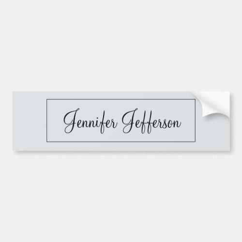 Elegant Modern Handwriting Plain Professional Gray Bumper Sticker