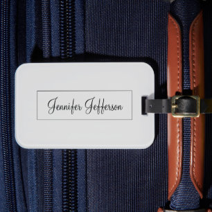 Elegant Modern Handwriting Plain Professional Gray Luggage Tag