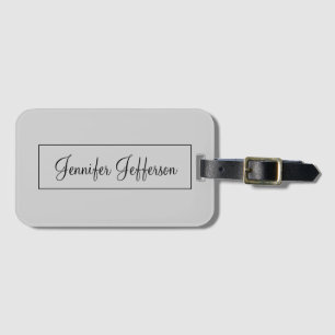 Elegant Modern Handwriting Plain Professional Gray Luggage Tag
