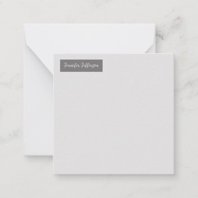 Elegant Modern Handwriting Plain Professional Gray Note Card (Front)