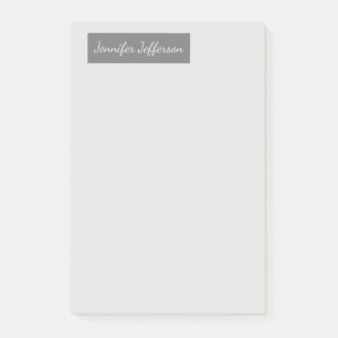 Elegant Modern Handwriting Plain Professional Gray Post-it Notes