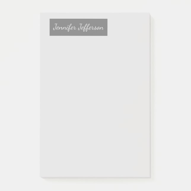 Elegant Modern Handwriting Plain Professional Gray Post-it Notes (Front)