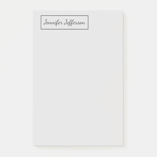 Elegant Modern Handwriting Plain Professional Gray Post-it Notes (Front)
