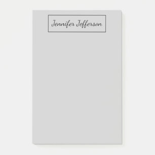 Elegant Modern Handwriting Plain Professional Gray Post-it Notes