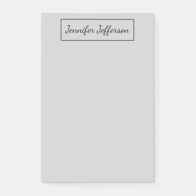 Elegant Modern Handwriting Plain Professional Gray Post-it Notes (Front)