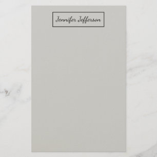 Elegant Modern Handwriting Plain Professional Gray Stationery