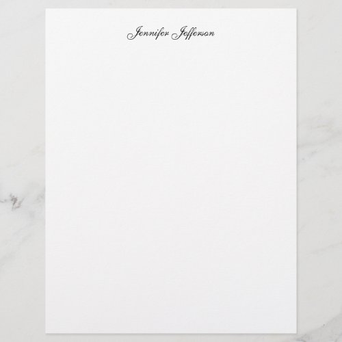 Elegant Modern Handwriting Plain Professional Name Letterhead