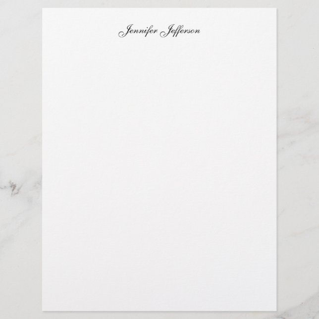 Elegant Modern Handwriting Plain Professional Name Letterhead (Front)