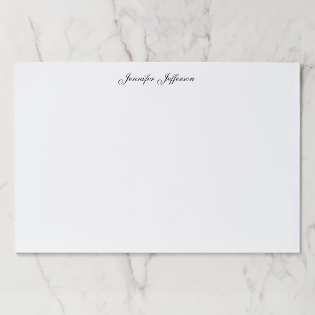 Elegant Modern Handwriting Plain Professional Name Paper Pad (Front)