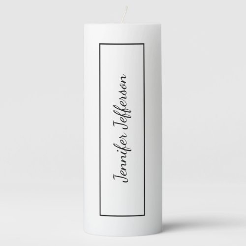 Elegant Modern Handwriting Plain Professional Pillar Candle