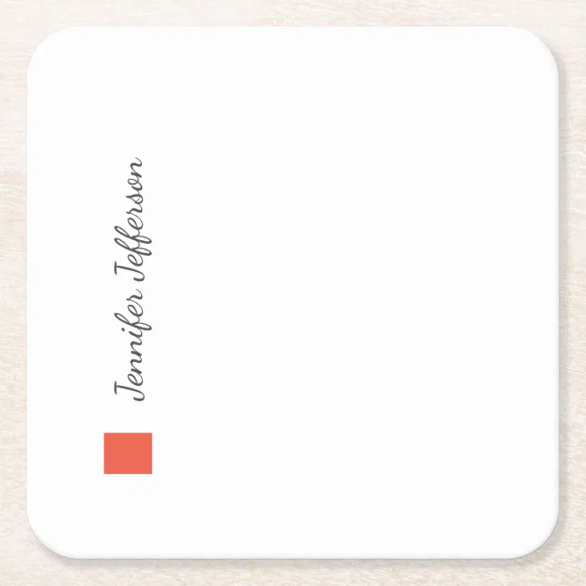 Elegant Modern Handwriting Plain Professional Square Paper Coaster | Zazzle