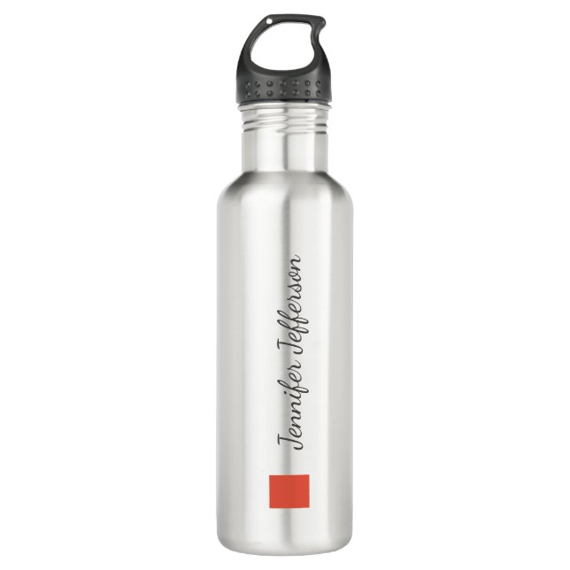 Elegant Modern Handwriting Plain Professional Stainless Steel Water Bottle (Front)