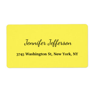 Elegant Modern Handwriting Plain Yellow Label