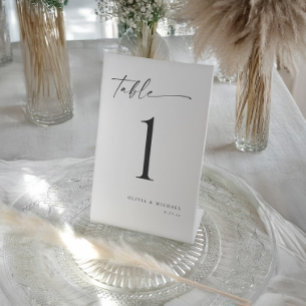 Elegant Modern Handwriting Wedding Table Numbers Pedestal Sign