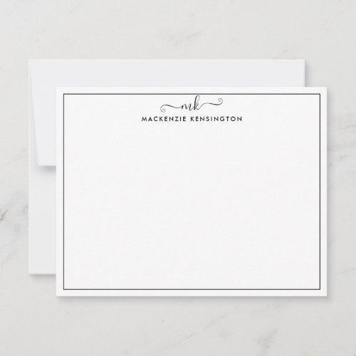 Elegant Modern Handwritten Monogram Name Note Card