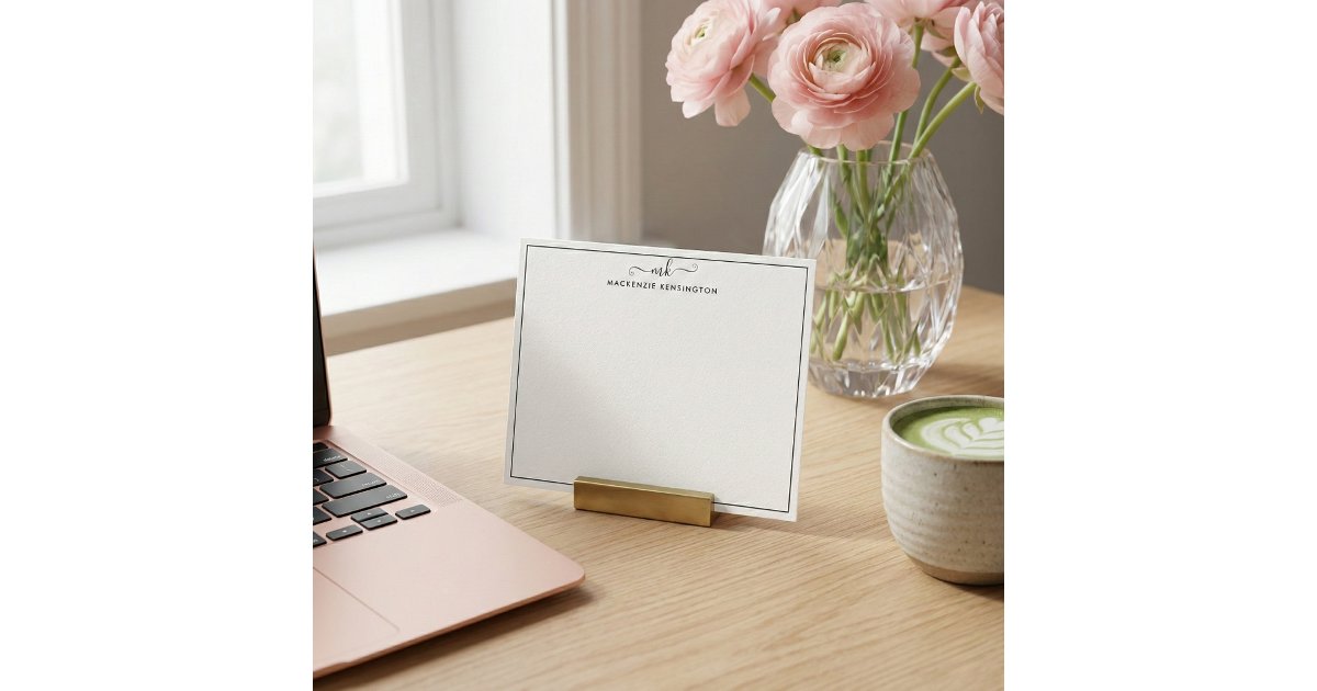 Elegant Modern Handwritten Monogram Name Note Card | Zazzle